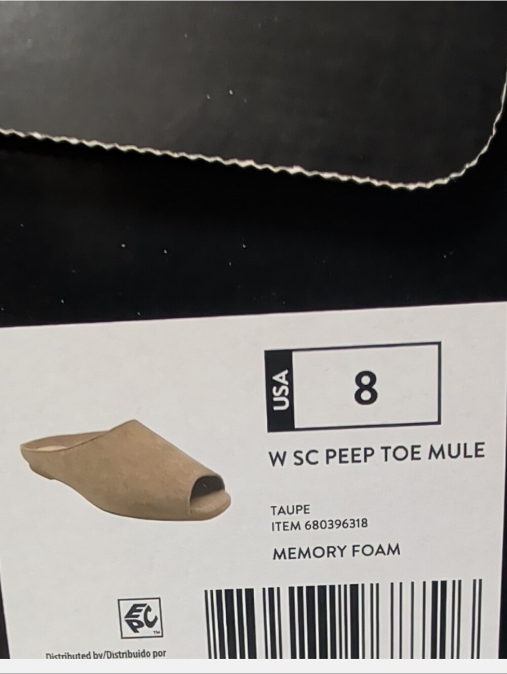 Scoop Faux Suede Peep Toe Mule Flats Size 8 Taupe New NWT - Picture 6 of 6